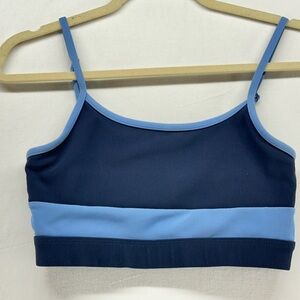 Wilo The Label Navy Blue Light Blue Color-block Ribbed Sports Bra Size M NO PADS
